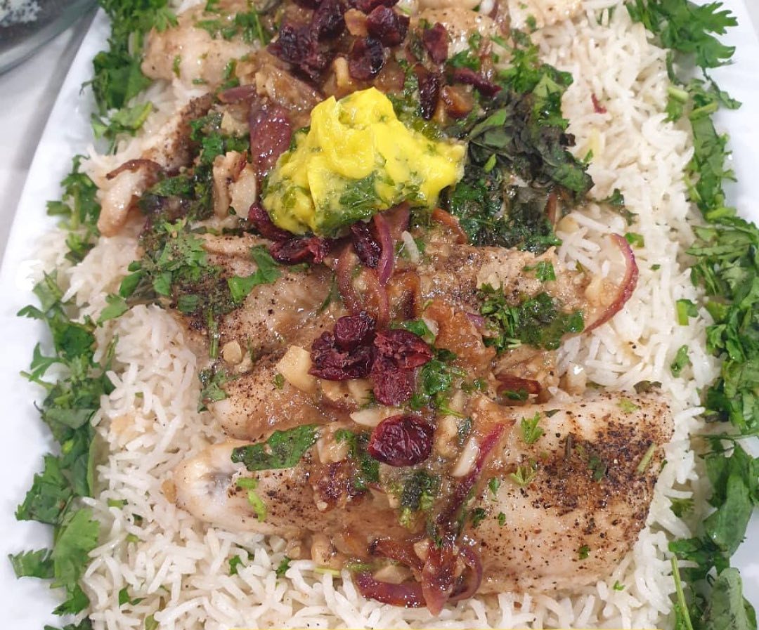 tamarind fish with butter rice