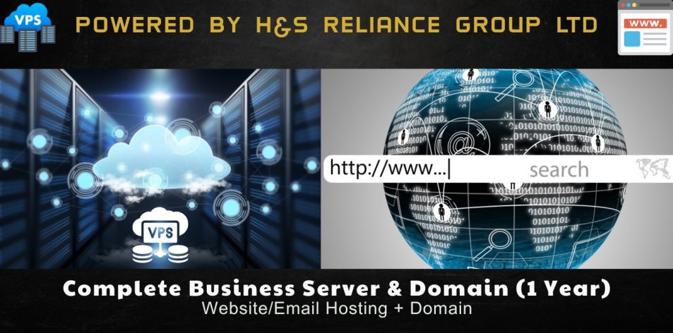 Complete Business Server & Domain (1 Year): Website/Email Hosting + Domain