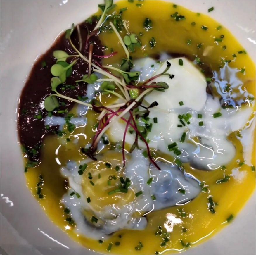 Black Bean Purée With Basil, Soft Eggs & Chive Butter