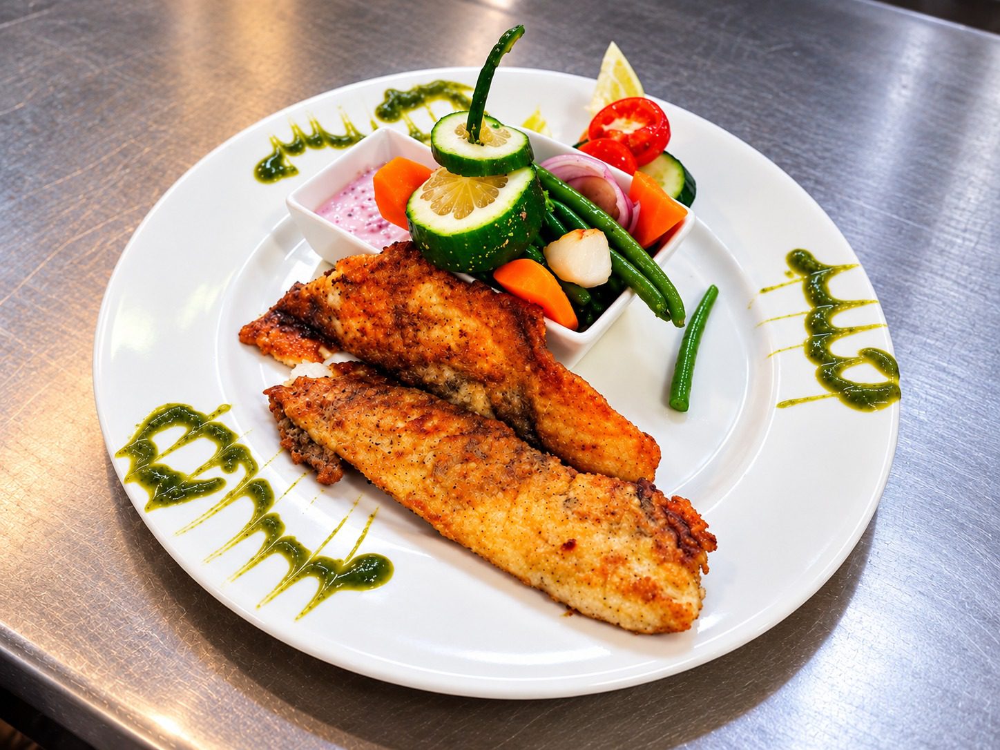 Crispy Pan-Fried Tilapia Fillet With Steamed Vegetables & Fresh Herb Drizzle by Chef Mahmoud, H&S Chef Of The Month